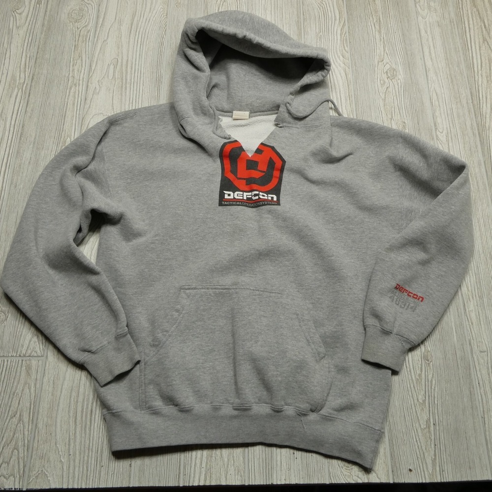 VINTAGE Defcon Hoodie Adult Medium Tactical Operation‎ Systems Gray 46314